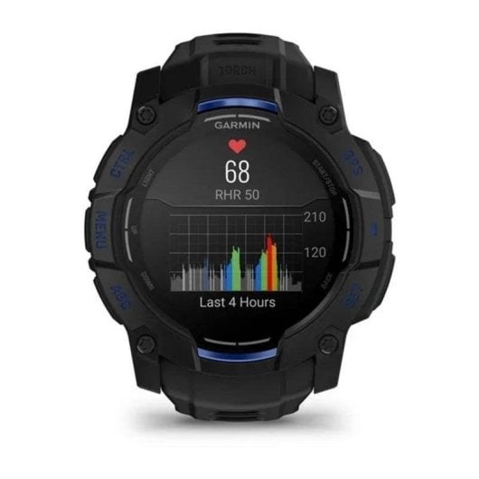 Garmin Instinct 3 Bluetooth GPS 45mm AMOLED Noir Bleu M Étanche 10ATM SpO2 Pulsomètre
