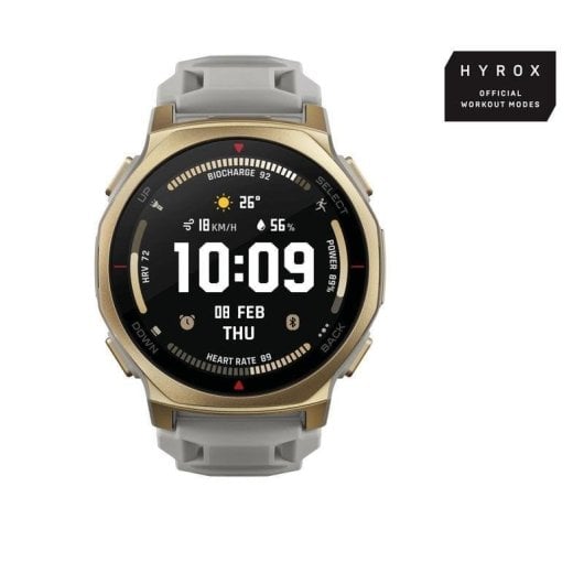 Amazfit T-Rex 3 Pro GPS NFC 44mm AMOLED Ouro Cinza M 10ATM SpO2 Pulsómetro Sono
