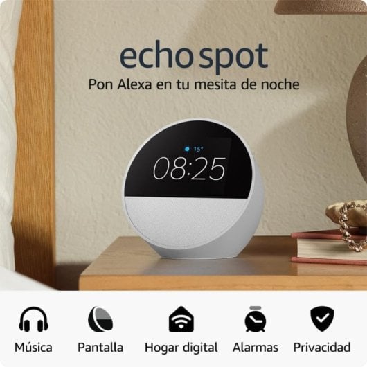 Amazon Echo Spot 2020, despertador inteligente com som de qualidade e Alexa, branco, pacote de 2 unidades.