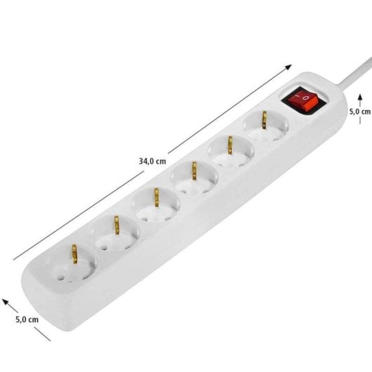 Multipresa Hama 6 prese con interruttore Cavo 1,4 m Bianca protezione contatti