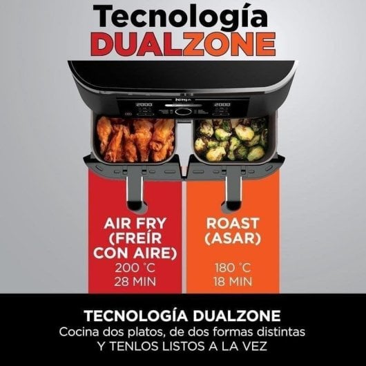 Heißluftfritteuse Ninja AF200EU 7.6L 2400W Doppelzone LED-Display