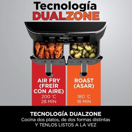 Friteuse à air Ninja AF200EU 7,6L 2400W double zone avec commandes digitales