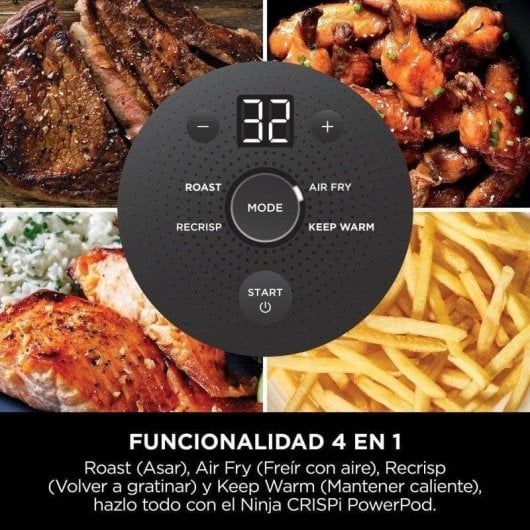 Fritadeira de Ar Ninja FN101EUST 3.8L 1700W Vidro CleanCrisp Portátil 4 Funções