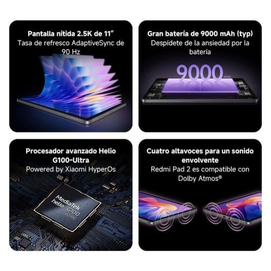 Tablet Xiaomi REDMI Pad 2 WiFi 11" 4GB 128GB Gris Grafito