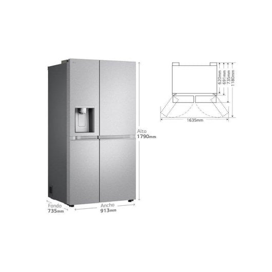 Frigorífico Americano LG GSLE91MBAB No Frost 179cm 623L B Inox WiFi DoorCooling+