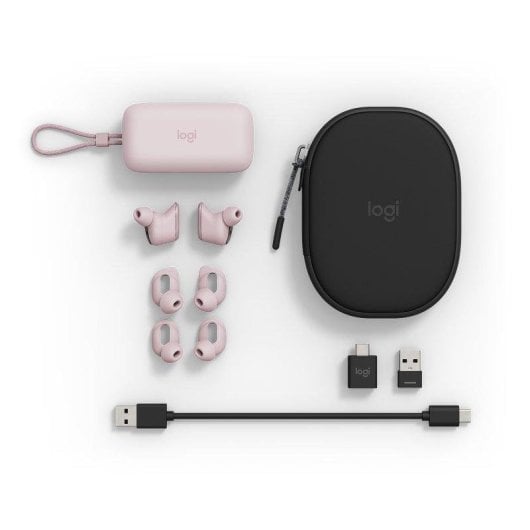 Auriculaires Logitech Zone True Wireless Intra-auriculaires Bluetooth avec Réduction de Bruit, Micro et IP68, Rose