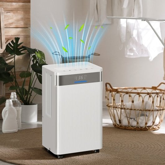 Homcom Deshumidificador 12l/día Silencioso Con 3 Modos Pantalla Led Blanco