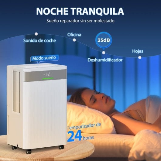 Homcom Deshumidificador 12l/día Silencioso Con 3 Modos Pantalla Led Blanco
