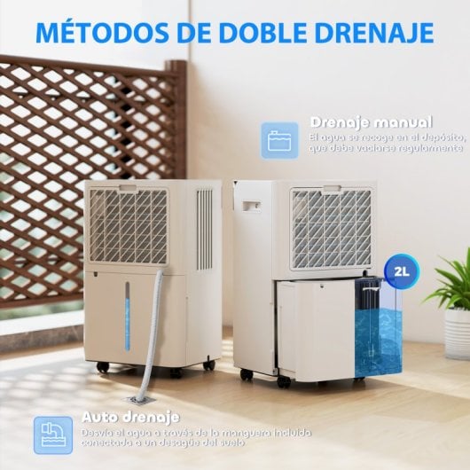 Homcom Deshumidificador 12l/día Silencioso Con 3 Modos Pantalla Led Blanco