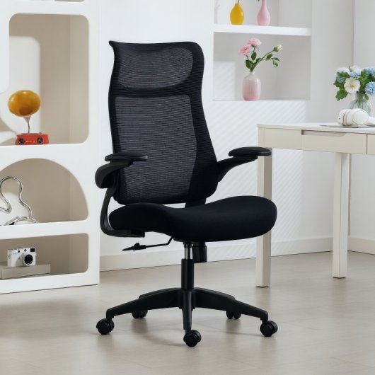 Homcom Silla De Oficina Giratoria De Malla Soporte Lumbar Reposabrazos Abatibles
