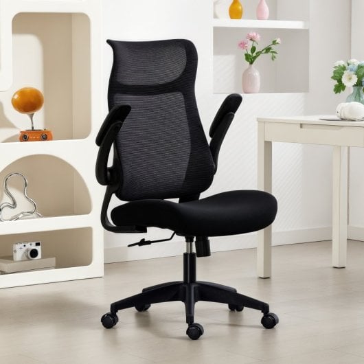Homcom Silla De Oficina Giratoria De Malla Soporte Lumbar Reposabrazos Abatibles