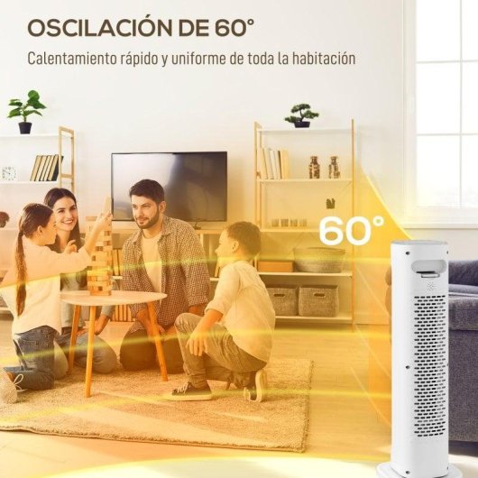 Homcom Calefactor Eléctrico Bajo Consumo 2000w Con 3 Modos Termostato Regulable