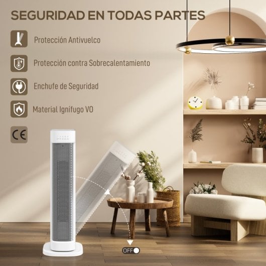 Homcom Calefactor Eléctrico Bajo Consumo 2000w Con 3 Modos Termostato Regulable