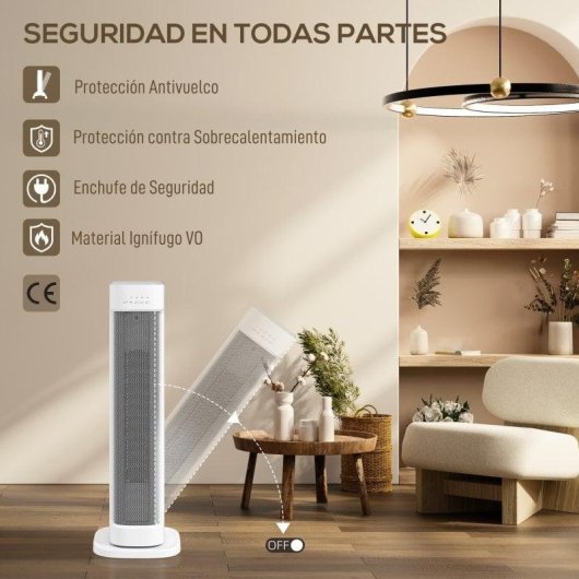 Homcom Calefactor Eléctrico Bajo Consumo 2000w Con 3 Modos Termostato Regulable
