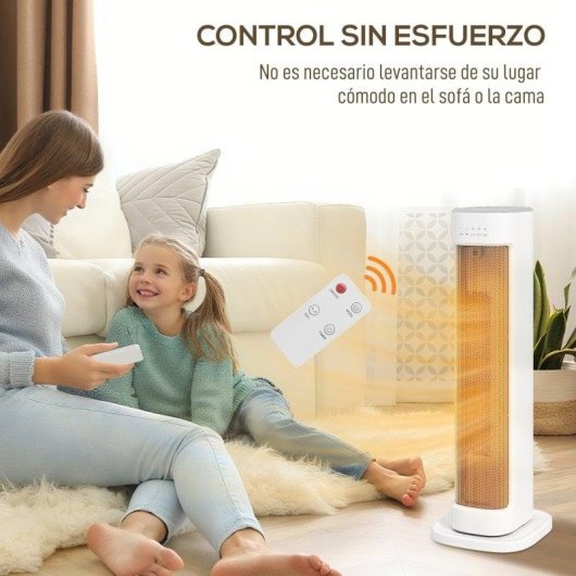 Homcom Calefactor Eléctrico Bajo Consumo 2000w Con 3 Modos Termostato Regulable