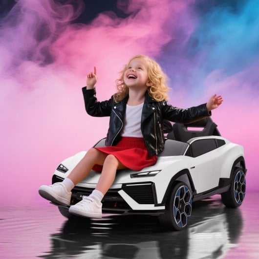 Aiyaplay Coche Eléctrico Para Niños De +3 Años Lamborghini Batería 12v Blanco
