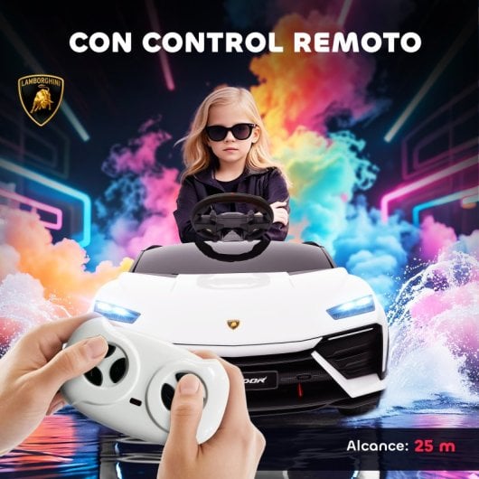 Aiyaplay Coche Eléctrico Para Niños De +3 Años Lamborghini Batería 12v Blanco