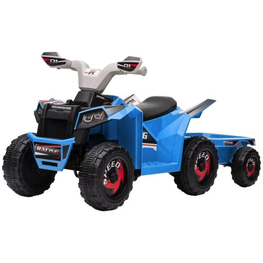 Homcom Quad Eléctrico Para Niños Con Remolque 106x41,5x48,5 Cm Azul