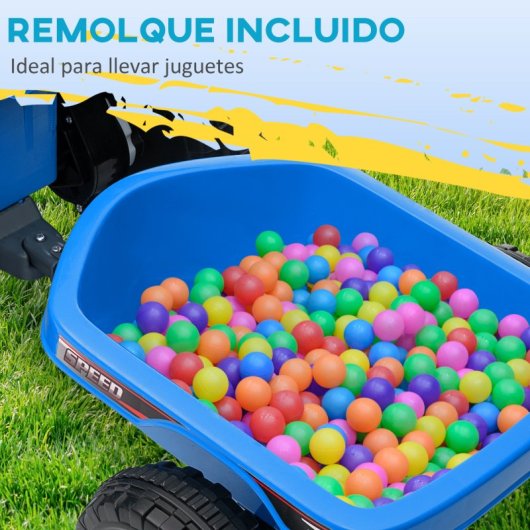 Homcom Quad Eléctrico Para Niños Con Remolque 106x41,5x48,5 Cm Azul