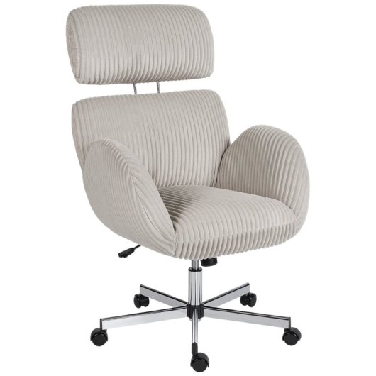 Homcom Silla De Oficina Piernas Cruzadas Con Reposabrazos Y Respaldo Alto Gris