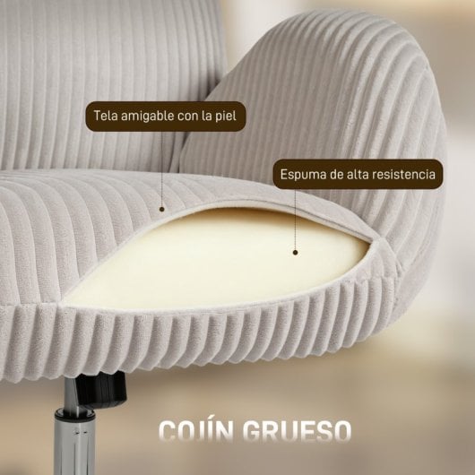 Homcom Silla De Oficina Piernas Cruzadas Con Reposabrazos Y Respaldo Alto Gris