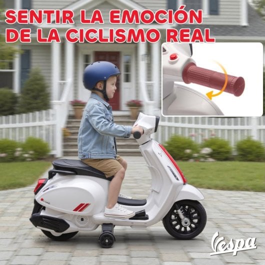 Aiyaplay Moto Eléctrica Para Niños 6v Ruedas De 6,9'' Velocidad 2,5km/h Blanco