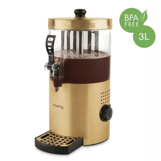 Dispensador de chocolate quente, 3 L, 1200 W, dourado