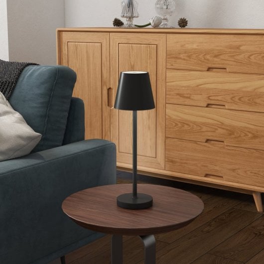 Homcom Lámpara De Mesita De Noche Inalámbrica Recargable Ø11,2x36,5cm Negro