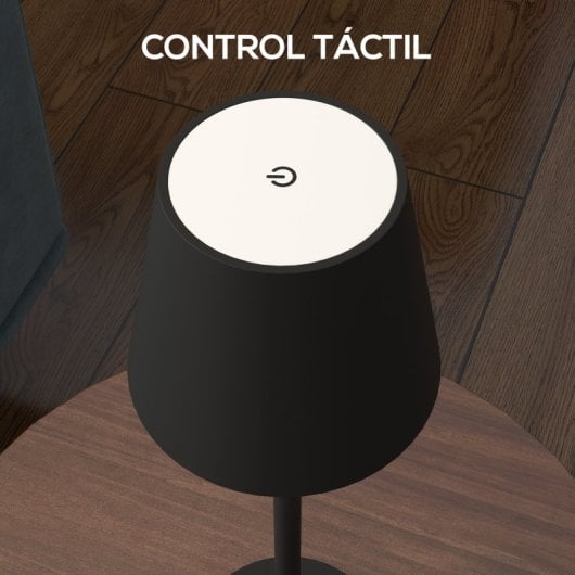 Homcom Lámpara De Mesita De Noche Inalámbrica Recargable Ø11,2x36,5cm Negro