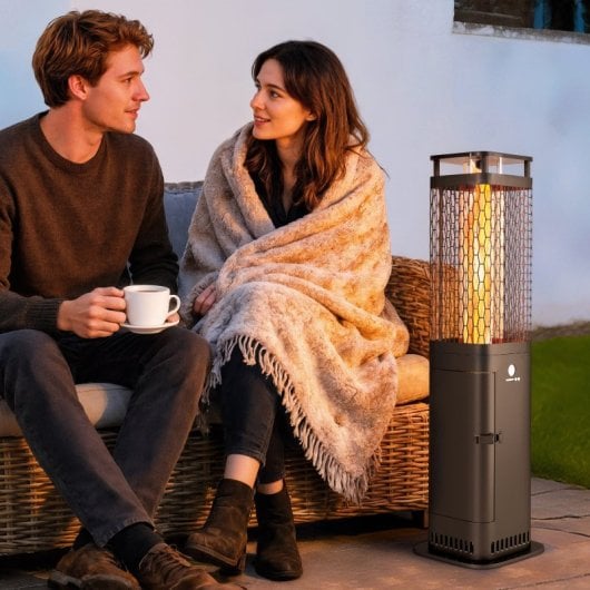 Outsunny Estufa De Pellets 6.86 Kw Sin Electricidad Con Tubo De Vidrio Negro