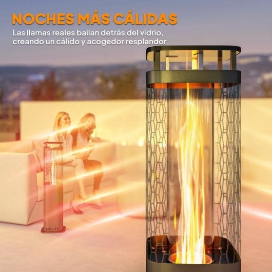 Outsunny Estufa De Pellets 6.86 Kw Sin Electricidad Con Tubo De Vidrio Negro