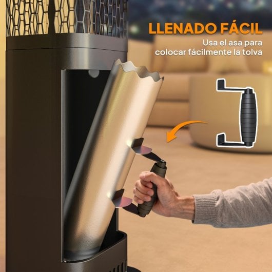 Outsunny Estufa De Pellets 6.86 Kw Sin Electricidad Con Tubo De Vidrio Negro