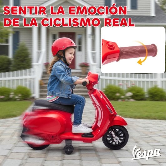 Aiyaplay Moto Eléctrica Para Niños 6v Ruedas De 6,9'' Velocidad De 2,5km/h Rojo