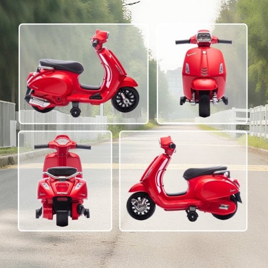 Aiyaplay Moto Eléctrica Para Niños 6v Ruedas De 6,9'' Velocidad De 2,5km/h Rojo