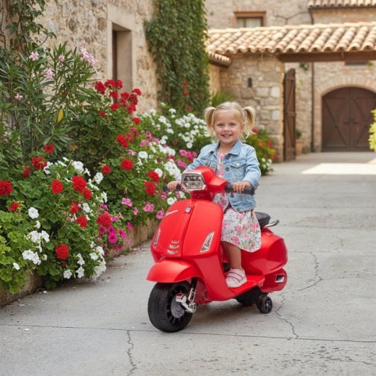 Aiyaplay Moto Eléctrica Para Niños 6v Ruedas De 6,9'' Velocidad De 2,5km/h Rojo