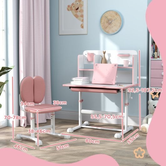 Aiyaplay Juego De Escritorio Y Silla Para Niños De +3 Años 80x55x107,5 Cm Rosa