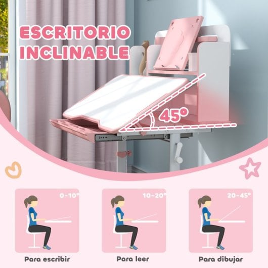 Aiyaplay Juego De Escritorio Y Silla Para Niños De +3 Años 80x55x107,5 Cm Rosa
