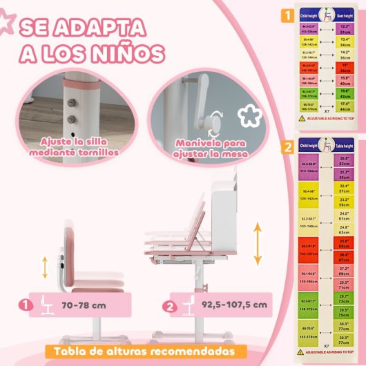Aiyaplay Juego De Escritorio Y Silla Para Niños De +3 Años 80x55x107,5 Cm Rosa