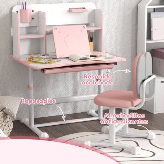 Aiyaplay Juego De Escritorio Y Silla Para Niños De +3 Años 80x55x107,5 Cm Rosa