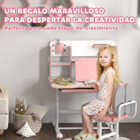 Aiyaplay Juego De Escritorio Y Silla Para Niños De +3 Años 80x55x107,5 Cm Rosa