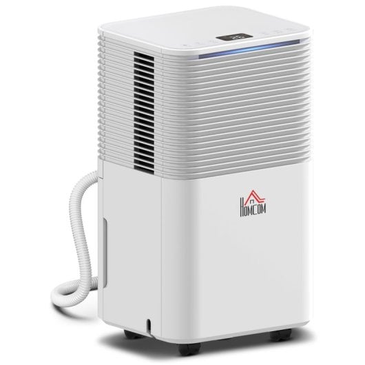 Desumidificador Homcom 10L/dia Silencioso com 3 Modos e Visor LED Branco