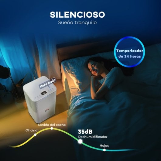 Desumidificador Homcom 10L/dia Silencioso com 3 Modos e Visor LED Branco