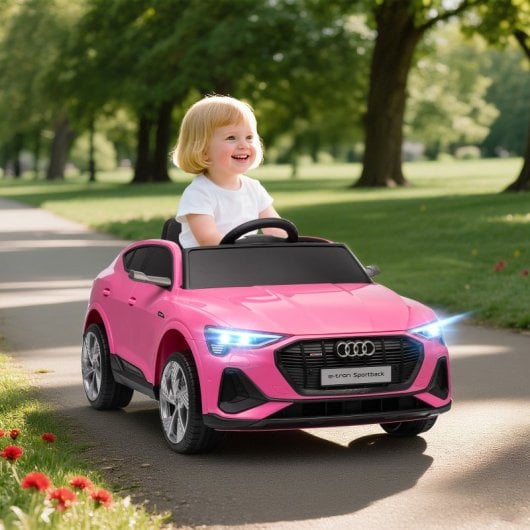 Homcom Coche Eléctrico Para Niños Audi E-tron Velocidad 3-5 Km/h Rosa
