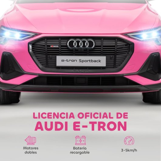 Homcom Coche Eléctrico Para Niños Audi E-tron Velocidad 3-5 Km/h Rosa