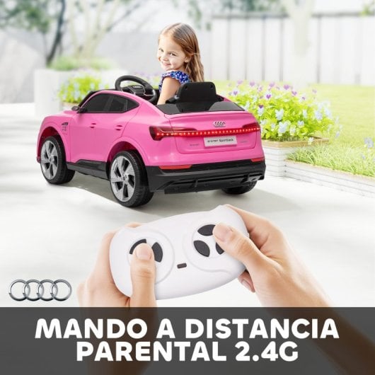 Homcom Coche Eléctrico Para Niños Audi E-tron Velocidad 3-5 Km/h Rosa