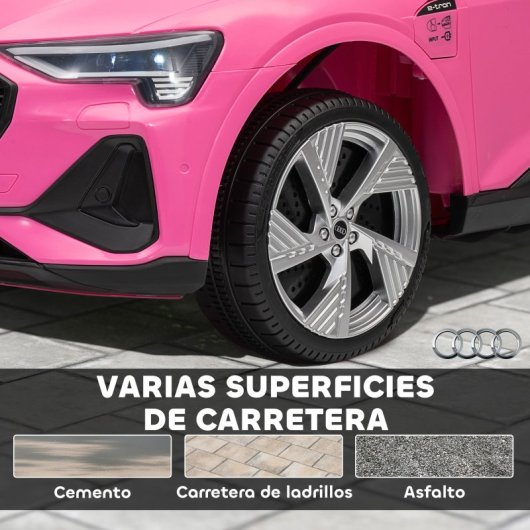 Homcom Coche Eléctrico Para Niños Audi E-tron Velocidad 3-5 Km/h Rosa