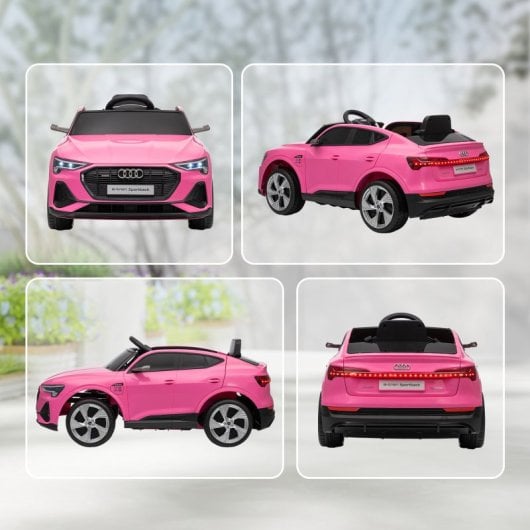 Homcom Coche Eléctrico Para Niños Audi E-tron Velocidad 3-5 Km/h Rosa