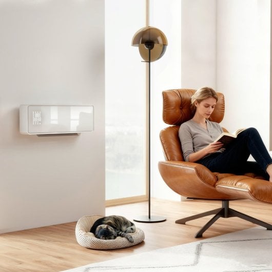 Homcom Calefactor Eléctrico Bajo Consumo De Pared 2000w Con 3 Modos Pantalla Led