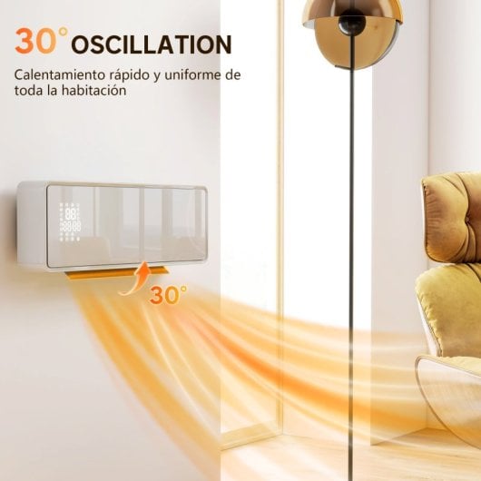 Homcom Calefactor Eléctrico Bajo Consumo De Pared 2000w Con 3 Modos Pantalla Led