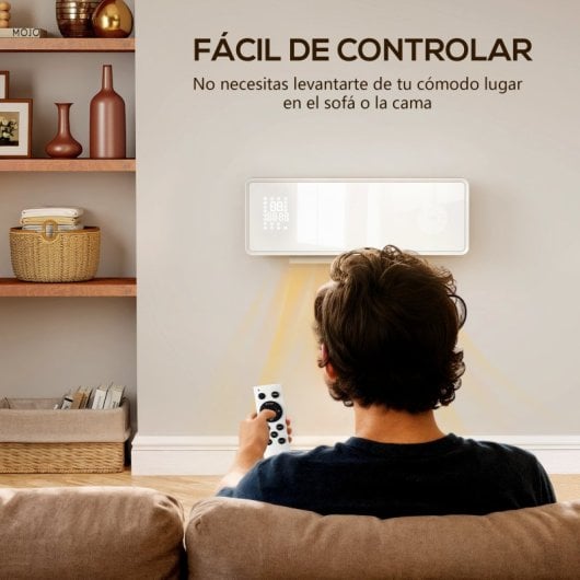 Homcom Calefactor Eléctrico Bajo Consumo De Pared 2000w Con 3 Modos Pantalla Led